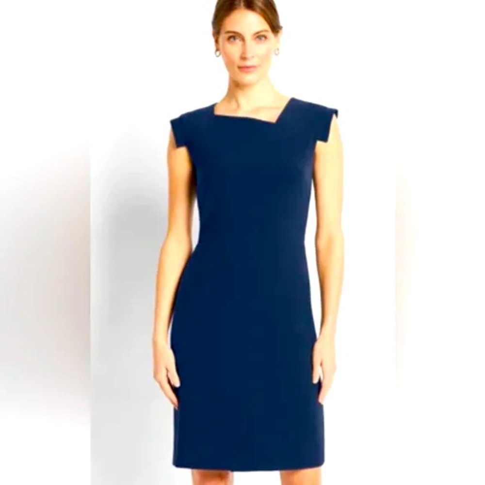 Mercer Sheath Dress. Beautiful blue color and pretty asymmetrical neckline. NWOT